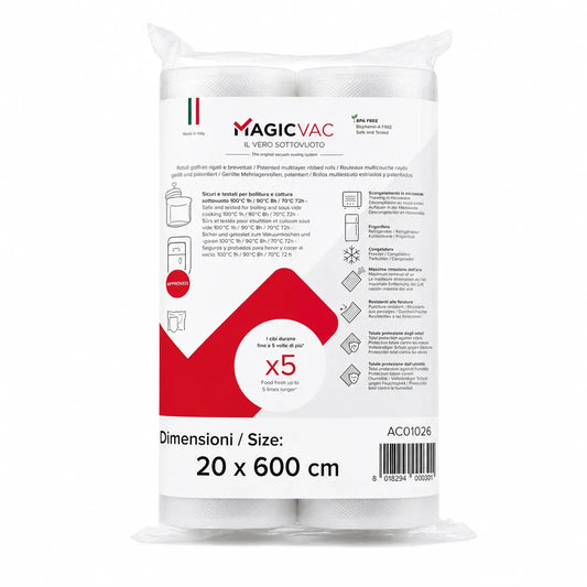 Lot de 2 rouleaux Sous Vide - épaisseur 240 microns - 20x600 cm - ACO1026 - MAGIC VAC