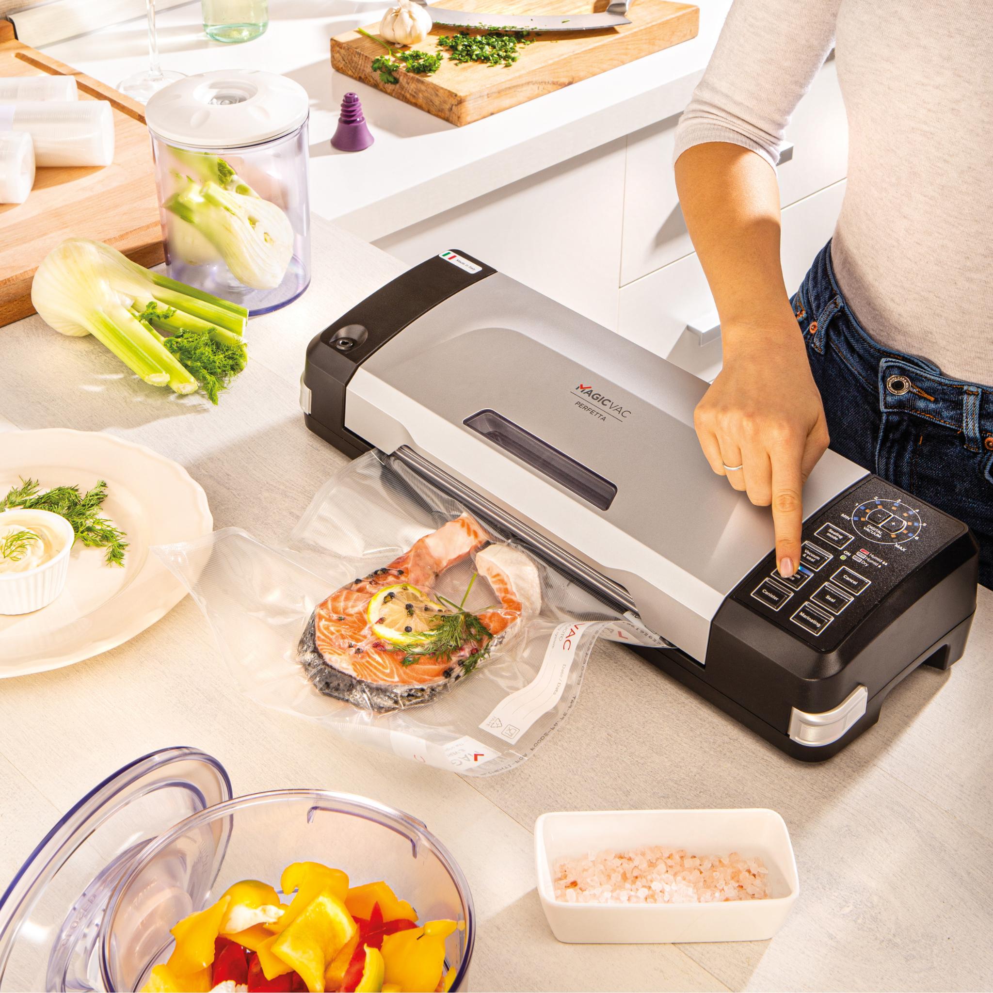 Machine sous vide Magic Vac - Perfetta - Mise sous vide morceau de saumon